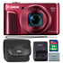Canon PowerShot SX720 20.3MP Digital Camera Red with 8GB Memory Card and Camera Case