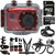 Vivitar DVR786HD HD Waterproof Action Camcorder Red with Deluxe Accessory Bundle