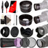 52MM Telephoto & Wide Angle Lens + 3pc Filter Kit + Rubber Hood + Tulip Lens Hood + Lens Cap + Lens Cleaner + Dust Blower + 50 Lens Tissue + Lens Cap Holder + 3pc Cleaning Kit