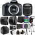 Canon EOS Rebel T7 DSLR Camera + 18-55mm Lens + 58mm 3pc Filter Kit + Wide Angle & Telephoto Lens + 8GB Memory Card + Case + Lens Cap Holder + Slave Flash + Diffuser + Card Reader + Wallet + Cleaning Kit + Large Tripod + Small Tripod