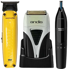 BaByliss Pro LO-PROFX Influencer Edition Trimmer Yellow FX726YI with Andis Profoil Lithium Plus Cordless Titanium Foil Shaver and Philips Norelco Ultimate Comfort Nose Trimmer Powered NT1605/60 for Nose, Ear, and Eyebrows