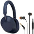 Sony WH-1000XM5 Wireless Headphones (Midnight Blue) with JBL T110 In-ear Headphones