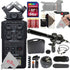 Zoom H6 All Black (2020 Version) 6-Track Portable Recorder with 64GB Top Accessory Kit