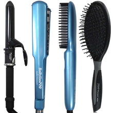 Babyliss Pro Nano Titanium Ultra-Thin Flat Iron & Thermal Paddle Brush BNTPP52UC with BaByliss Pro Porcelain Ceramic Spring Curling Iron 1¼" BP125S and Detangler Brush