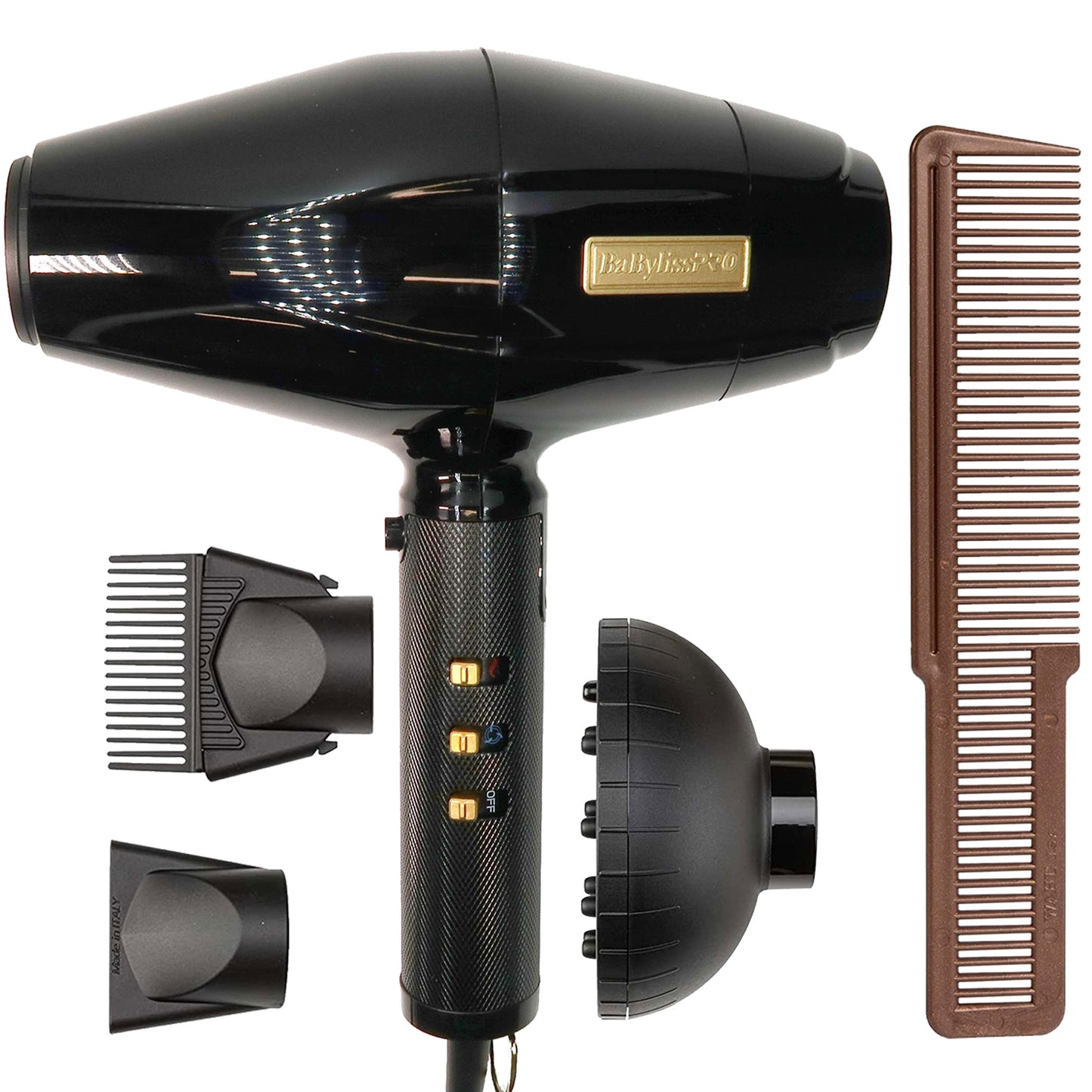 BaBylissPRO BLACKFX High-Performance Turbo Dryer with Large Styling 3191-2501 Styling Comb