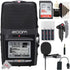 Zoom H2n ext 2-Input / 4 Track Handy Digital Audio Stereo Recorder + Vivitar Ultra Mini Lavalier Streaming Microphone + 32GB Memory Card +  Vivitar Pistol Grip Tabletop Tripod + Rechargeable Batteries + 3pc Cleaning Kit