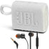 JBL Go 3 Portable Bluetooth Speaker White with JBL T110 in Ear Headphones