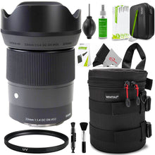 Sigma 23mm f/1.4 DC DN Contemporary Lens for Sony E-Mount with Premium Case Accessory Bundle