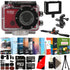Vivitar DVR-794HD Red Action Camcorder + Photo and Video Expert Software Bundle + Two 16GB MicroSD Memory Card + 50 Lens Tissue + Helmet Mount + 3pc Cleaning Kit + Mini Tripod
