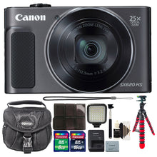 Canon PowerShot SX620 HS 20.2MP Digital Camera Black with LED Video Light and Accessory Bundle
