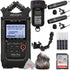 Zoom H4n Pro 4-Input / 4-Track Digital Portable Audio Handy Recorder + Handy Recorder Mount +  Universal Windscreen + Two  Boya BY-M4C Cardioid Lavalier Microphone + Protective Case + 32GB Memory Card + Rechargeable Battery&Charger + CleaningKit