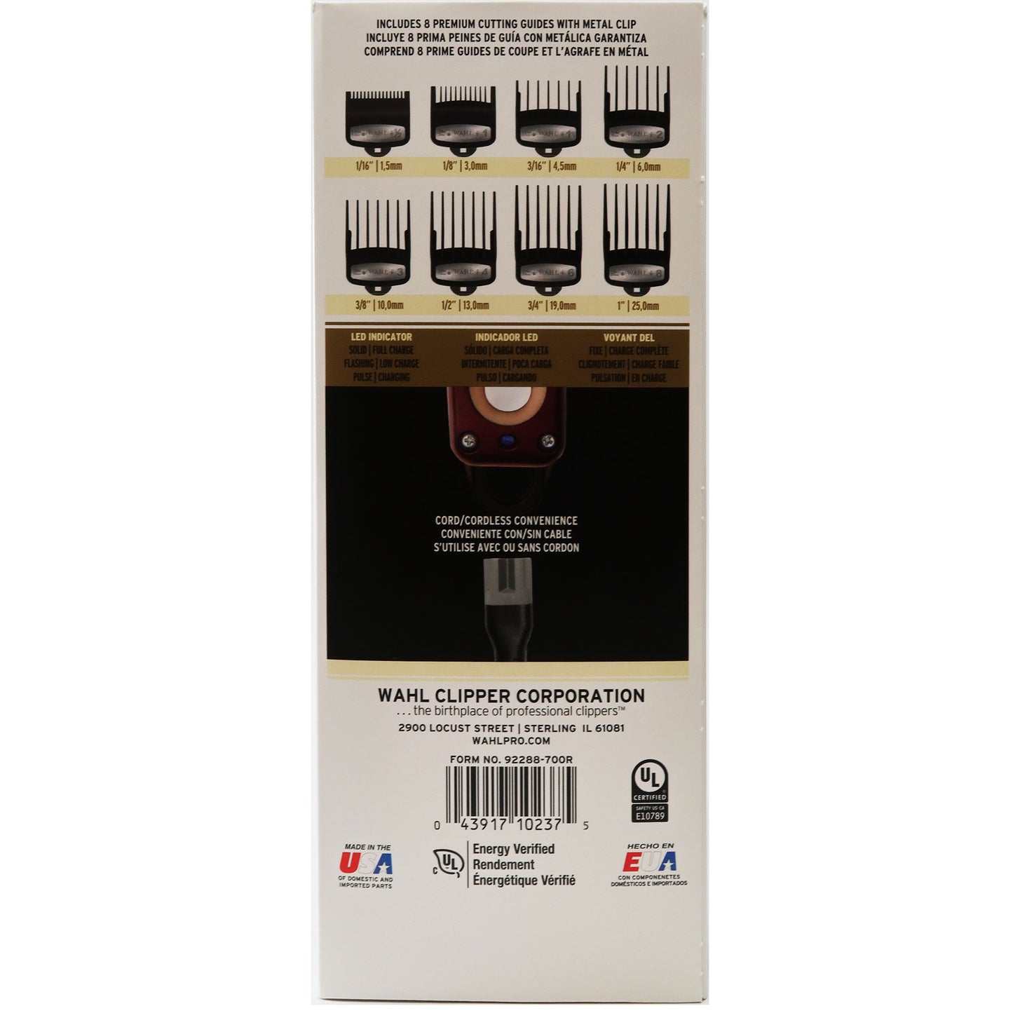 Wahl Professional 5 Star Legend Cordless Hair Clipper 8594 with Wahl Professional Large Styling Comb 3191-2501 Metallic Burgundy