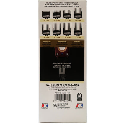 Wahl Professional 5 Star Legend Cordless Hair Clipper 8594 with Wahl Professional Large Styling Comb 3191-2501 Metallic Burgundy