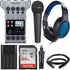 Zoom PodTrak P4 Portable Multitrack Podcast Recorder + Behringer XM8500 Mic + 2x Samson SR350 Headphone Accessory Kit