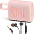 JBL Go 3 Portable Bluetooth Speaker Pink with JBL T110 in Ear Headphones