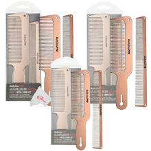 3 Pieces BaByliss Pro Barberology RoseFX Metal Comb Set 9" Clipper Comb and 7.5" Cutting Comb Rose Gold