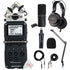 Zoom H5 4-Input / 4-Track Portable Handy Digital Recorder with Interchangeable X/Y Mic Capsule  + Boya BY-BA20 Aluminum Alloy Desk Holder Microphone Stand Bracket + Zoom ZDM-1 Podcast Mic Pack Accessory Bundle