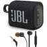 JBL Go 3 Portable Bluetooth Speaker Black with JBL T110 in Ear Headphones