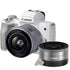Canon EOS M50 Mark II Mirrorless Camera White with 15-45mm with EF-M 22mm f2 Lens