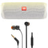 JBL FLIP 5 Waterproof Bluetooth Speaker White Steel with JBL T110 in Ear Headphones