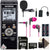 Olympus WS-853 Digital Voice Recorder Black + Mini Lavalier Microphone Accessory Kit