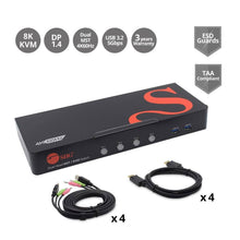 SIIG 4-Port DisplayPort 1.4 8K MST Dual Head KVM Console Switch  CE-KV0H11-S1