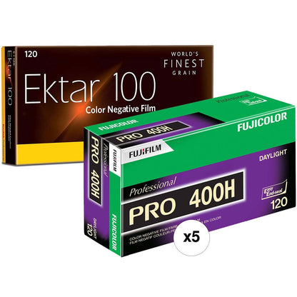Kodak Ektar 100 Color Negative Film , 5 Pk + FUJIFILM Fujicolor PRO 400H Color Negative Film