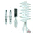 Babyliss Pro Barberology Silver Trio Mix; Includes Fade Brushes, Styling Combs and Hair Clips