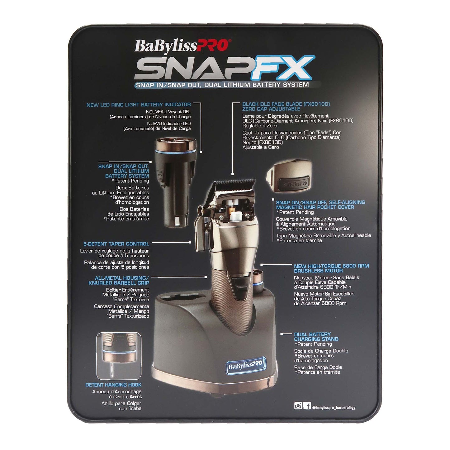 BaByliss Pro SNAPFX Clipper With Snap In/Out Dual Lithium Battery System FX890