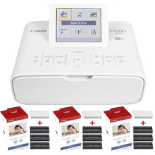 Canon Selphy CP1300 Compact Photo Printer White + Three Canon KP-108IN Selphy Color Ink 4x6 Paper Set