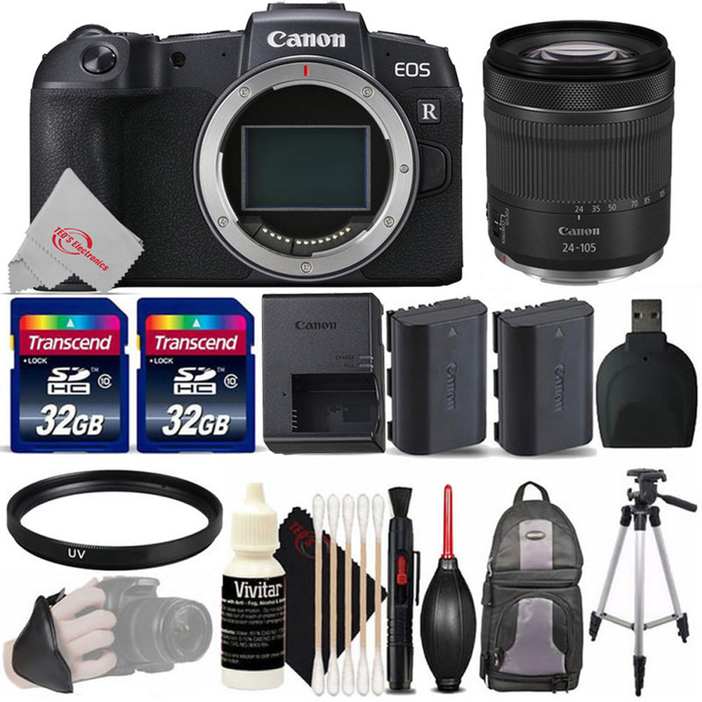 Canon EOS RP Mirrorless Digital Camera Body Black with RF 24-105mm IS STM Lens Accessory Kit