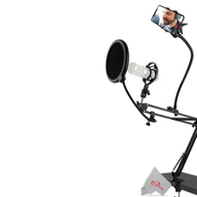 Vivitar Streaming Microphone Accessory Kit for Hands-free Studio Recording Vlogging with Adjustable Arm Desk Clam Pop Filter and More