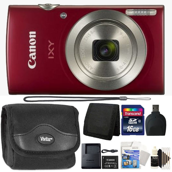 Canon PowerShot IXY 200 / Elph 180 Digital Camera Red + 16GB Top