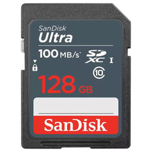 3x Sandisk Ultra 128 GB SDXC UHS-I Memory Card 100 MBs with Memory Card Holder