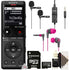 Sony UX570 Digital Voice Recorder UX Series Sony SG with JLAB JBUDS2 Earbuds + BY-M1DM Accessory Kit