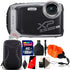 Fujifilm Finepix XP140 16.4MP Waterproof Shockproof Digital Camera Silver + 32GB Accessory Kit