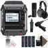 Zoom F1-LP 2-Input / 2-Track Portable Digital Handy Multitrack Field Recorder + Lavalier Microphone + AAA Batteries +  Zoom ZDM-1 Podcast Mic Pack Accessory Bundle + 3pc Cleaning Kit