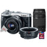 Canon EOS M6 24.2MP Mirrorless Digital Camera Silver with 15-45mm Lens + EF 75-300mm III Lens Kit