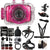 Vivitar DVR781HD HD Waterproof Action Video Camera Pink with Great Value Bundle