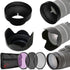 52MM 3pc Filter Kit + Rubber Hood + Tulip Lens Hood