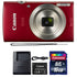 Canon IXUS 185 / ELPH 180 20MP Digital Camera Red with 16GB Accessory Bundle