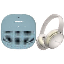 Bose QuietComfort 45 Noise-Canceling Wireless Over-Ear Headphones (White Smoke) and Bose Soundlink Micro Bluetooth Speaker (Stone Blue)