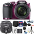 Nikon Coolpix B500 16MP Point and Shoot Camera Plum with 32GB Accessory Kit