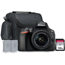 Nikon D5600 24.2MP Digital SLR Camera with 18-55mm AF-P DX Lens + 128GB Memory Card with Extra Battery
