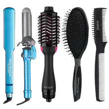BabylissPro Nano Titanium 1 1/4" Ionic Flat Iron & 1" Spring Curling Iron Set + Revlon One-Step Hair Dryer Brush and Volumizer Bundle