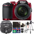 Nikon COOLPIX B500 16MP Digital Camera (Red) with Accessory Bundle