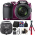 Nikon Coolpix B500 16MP Point and Shoot Camera Plum with 16GB Accessory Kit