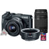 Canon EOS M6 24.2MP Mirrorless Digital Camera Black with 15-45mm Lens + EF 75-300mm III Lens Kit