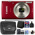 Canon IXUS 185 / ELPH 180 20.0MP Digital Camera 8x Optical Zoom Red with Accessory Kit