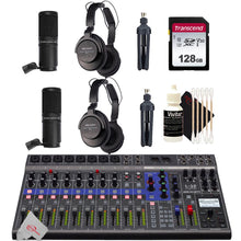 Zoom LiveTrak L-12 - 12-Channel Digital Mixer & Multitrack Recorder + Two Zoom ZDM-1 Podcast Mic Pack Accessory Bundle + 128GB Memory Card + 3pc Cleaning Kit